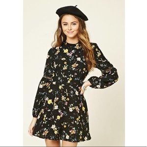 Forever 21 floral print mock neck dress